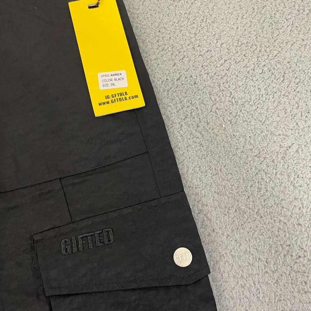 GFTD LA Pants Men 2XL Black Pull On Drawstring Nylon Cargos - Picture 5 of 12